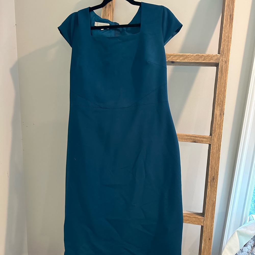 Classic straight, sheath style dress teal Hobbs London UK14 US10